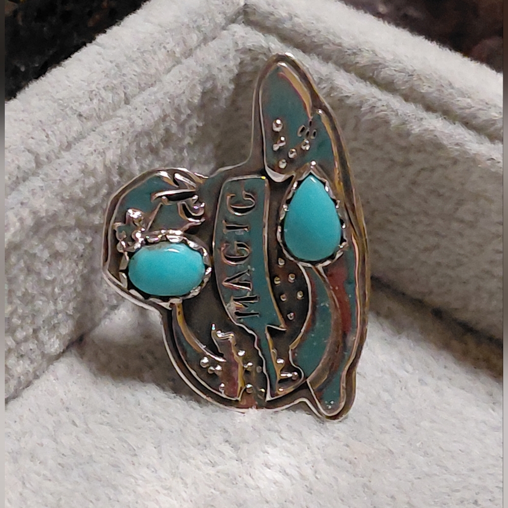 Magic Wizard Witch Hat Turquoise Sterling Silver Ring